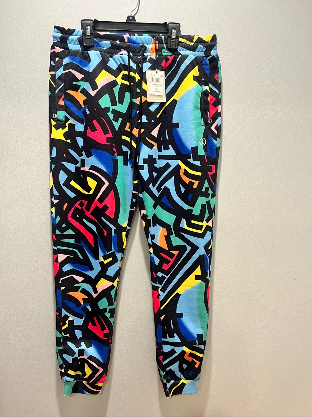 Tango Hotel Fresh Prince Graffiti Jogger Pants Mens Medium M NWT Retro 90s Neon
